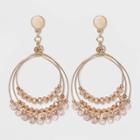 Gold With Multi Layered Rings And Peach Glass Beaded Drop Earrings - A New Day Gold