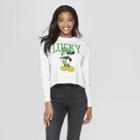 Disney Women's Mickey Mouse Lucky Long Sleeve Graphic T-shirt (juniors') - White