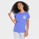 Girls' 'peace' Short Sleeve Graphic T-shirt - Cat & Jack Deep Violet Xs, Deep Purple