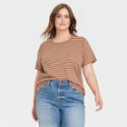 Women's Plus Size Short Sleeve Sensory Friendly T-shirt - Universal Thread Brown