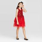 Girls' Sequin Dress - Cat & Jack Red L Plus, Girl's, Size: