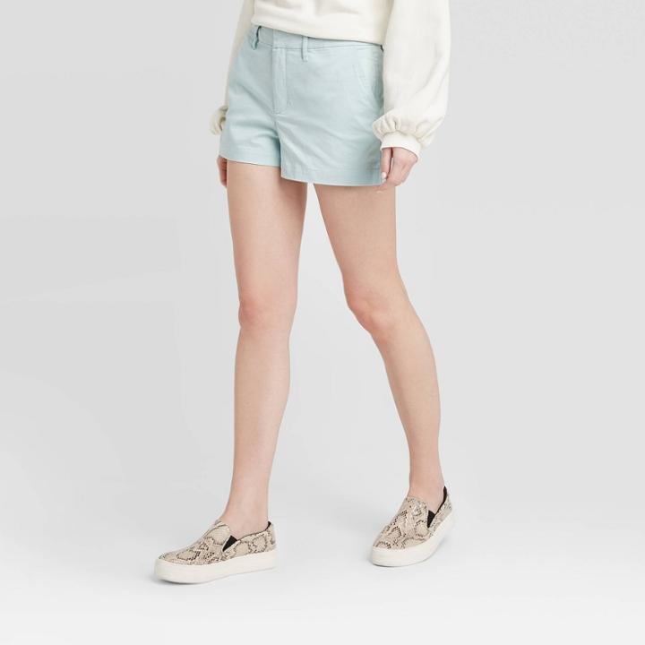 Women's High-rise Regular Fit 3 Chino Shorts - A New Day Aqua 0, Women's, Blue
