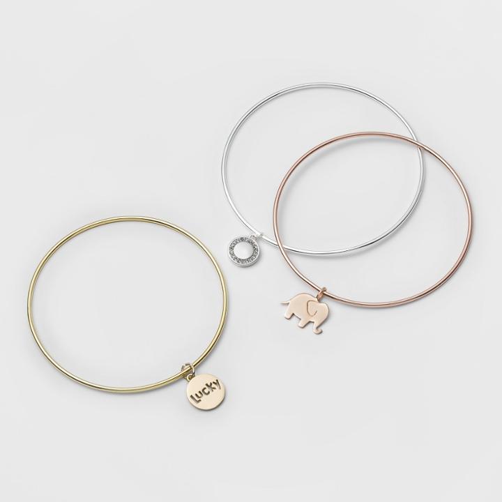 Distributed By Target Silver Plated Lucky Bangle Bracelet Set