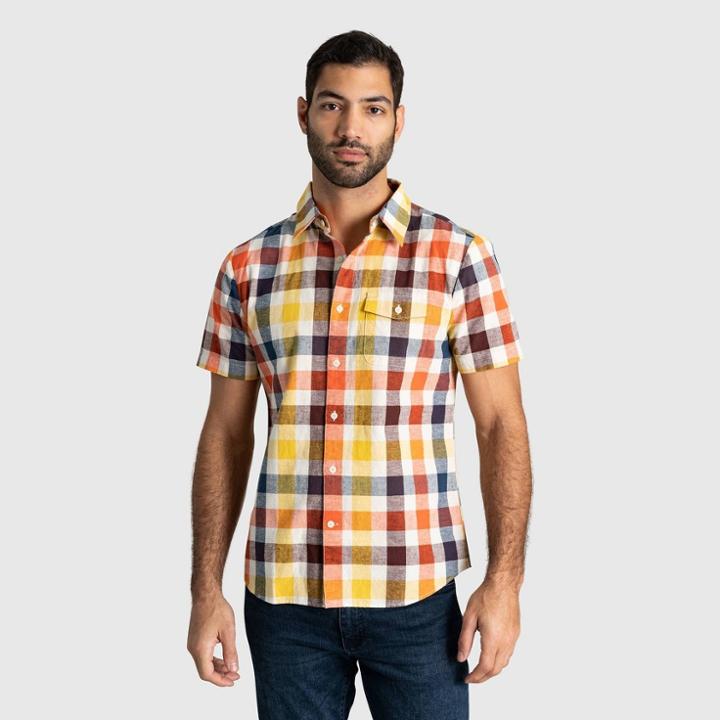 Men's United By Blue Natural Chambray Short Sleeve Button-down Shirt -