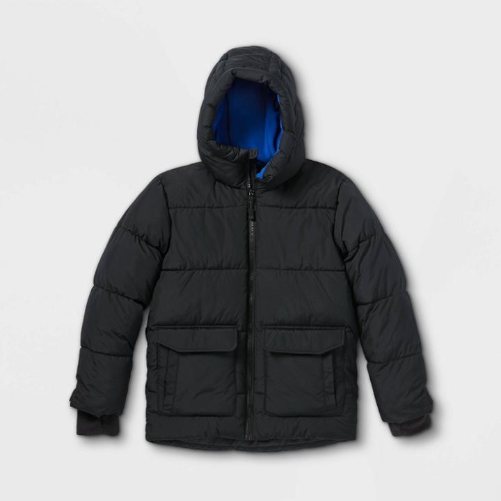 Boys' Short Puffer Jacket - All In Motion Black