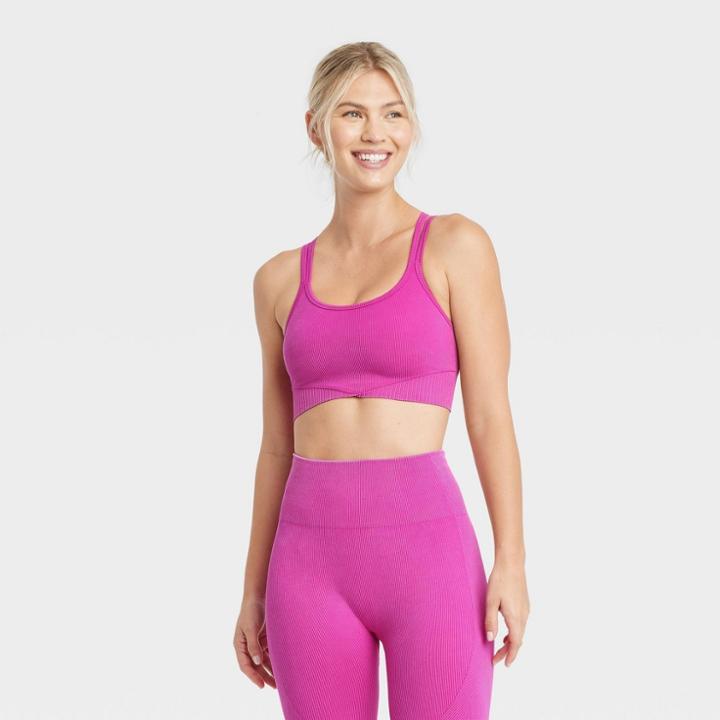 Women's Ribbed Seamless Bra - Joylab Magenta