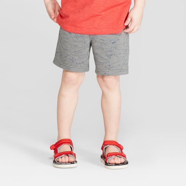 Toddler Boys' Knit Shark Graphic Pull-on Shorts - Cat & Jack Gray