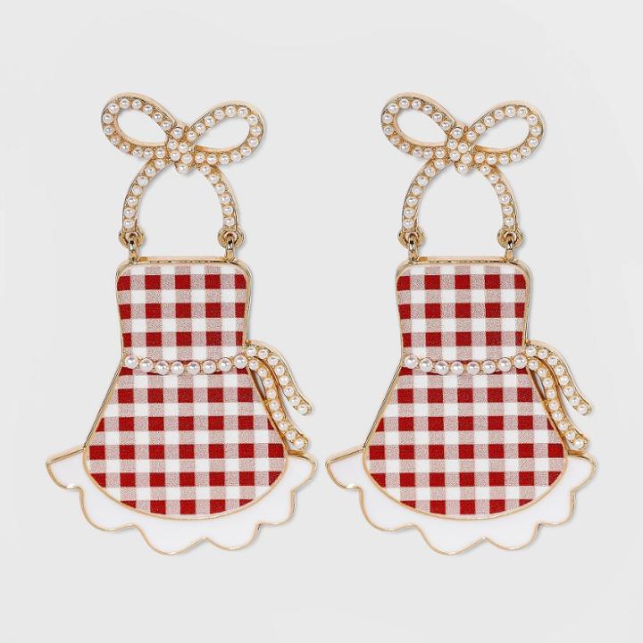 Sugarfix By Baublebar Checkered Apron Drop Earrings - Red