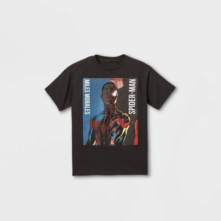 Boys' Marvel Miles Morales Spider-man Short Sleeve Graphic T-shirt - Black