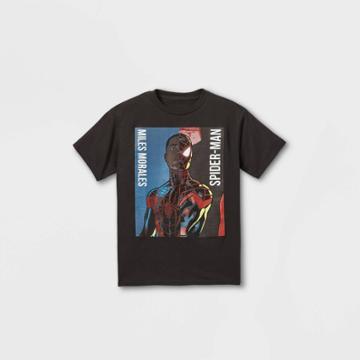 Boys' Marvel Miles Morales Spider-man Short Sleeve Graphic T-shirt - Black