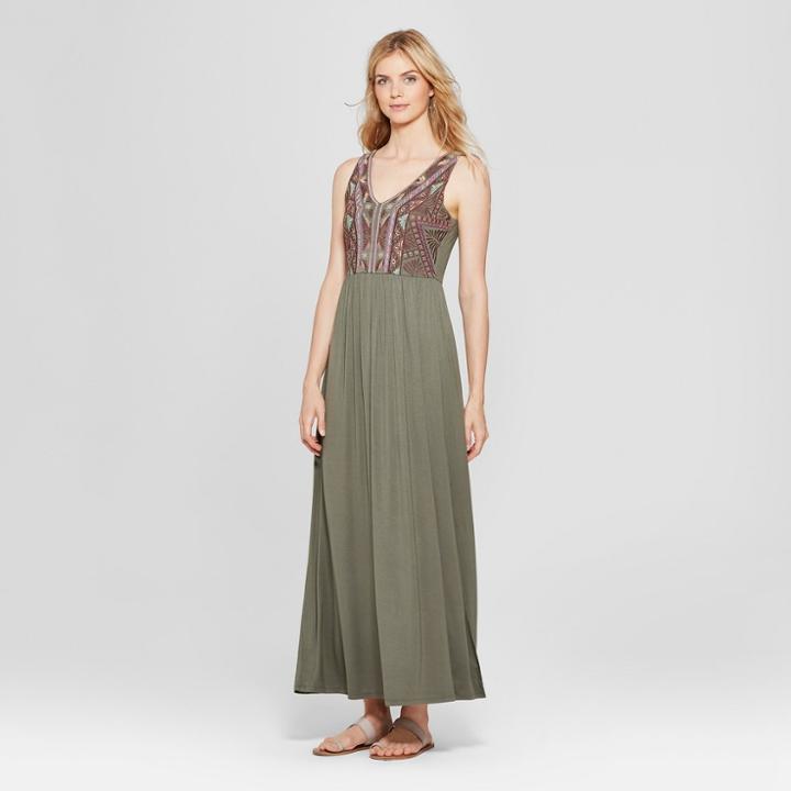 Women's Embroidered Maxi Dress - Spenser Jeremy - Green