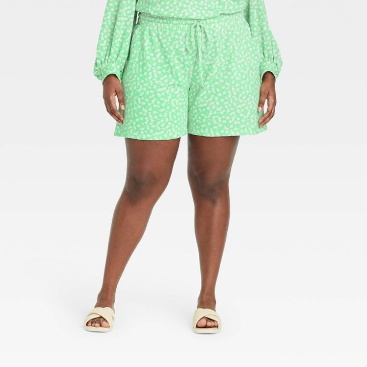 Women's Plus Size Lounge Shorts - Who What Wear Green Floral