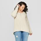 Women's Plus Size Cozy Henley Shirt - Universal Thread Oatmeal