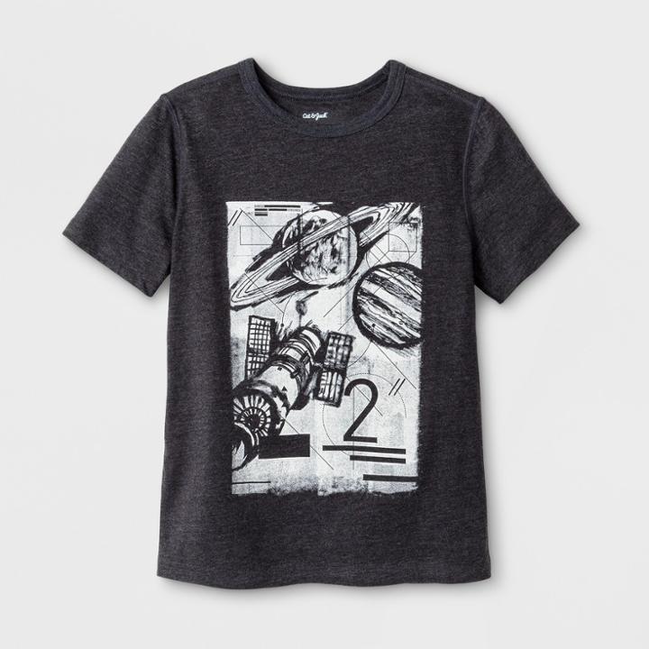 Boys' Adaptive Short Sleeve Space Graphic T-shirt - Cat & Jack Black