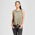 Women's Every Earth Tie Front Graphic Tank Top - Modern Lux (juniors') Green