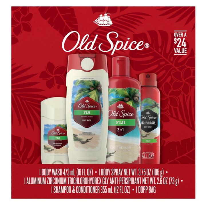 Old Spice Fiji Fresh Collection Body Wash + Body Spray + Deodorant And Shampoo - Gift Pack