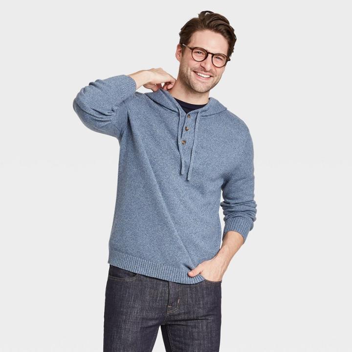 Men's Standard Fit Pullover Hoodie Sweater - Goodfellow & Co Blue