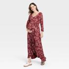 3/4 Sleeve Knit Maternity Dress - Isabel Maternity By Ingrid & Isabel Red Floral