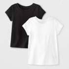 Toddler Girls' 2pk Short Sleeve Solid T-shirt - Cat & Jack Black/white