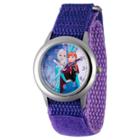 Girls' Disney Frozen Anna And Elsa Stainless Steel Time Teacher Watch - Purple, Girl's