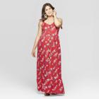 Maternity Floral Print Sleeveless V-neck Button Front Maxi Dress - Isabel Maternity By Ingrid & Isabel Red