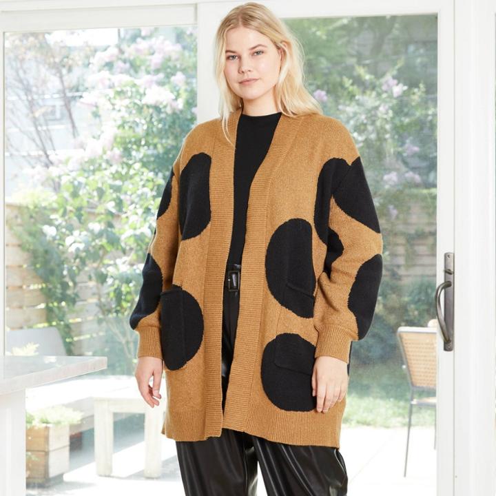 Women's Plus Size Polka Dot Cardigan - Who What Wear Brown