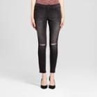 Women's Jeans Mid Rise Knee Slits Released Hem Jeggings - Mossimo Black