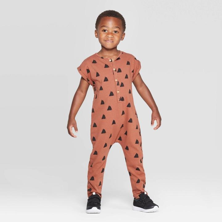 Petitetoddler Boys' Short Sleeve 'mountains' Jumpsuit - Art Class Rust 3t, Boy's, Orange
