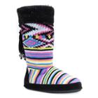 Women's Muk Luks Winona Striped Slipper Boots - Black Xl(11-12), Size: