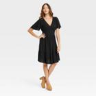 Women's Short Sleeve A-line Dress - Knox Rose Black