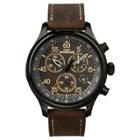 Men's Timex Expedition Field Chronograph Watch With Leather Strap - Black/brown T49905jt,