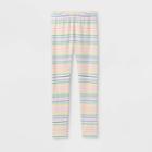 Girls' Striped Leggings - Cat & Jack Almond Cream Xs Slim, Brown/ivory