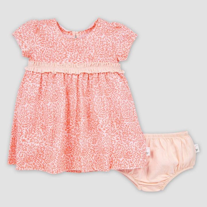 Burt's Bees Baby Baby Girls' Organic Cotton Secret Garden Dress And Diaper Cover Set - Pink