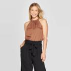 Target Women's Regular Fit Sleeveless Halter Neck Top - A New Day Brown