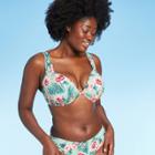 Women's Lightly Lined Wide Strap Bikini Top - Shade & Shore Sage Green Floral 32d, Green/green