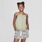 Girls' Crochet Knit Tank Top - Art Class Olive