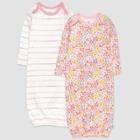 Honest Baby Girls' 2pk Organic Cotton Meadow Floral Sleeper Gown - Pink
