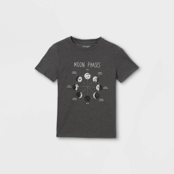 Boys' Moon Phases Graphic Short Sleeve T-shirt - Cat & Jack Gray