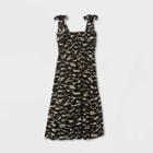 Women's Floral Print Sleeveless Seersucker Dress - A New Day Black