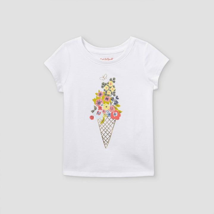 Toddler Girls' Floral Ice Cream Short Sleeve T-shirt - Cat & Jack White