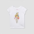 Toddler Girls' Floral Ice Cream Short Sleeve T-shirt - Cat & Jack White