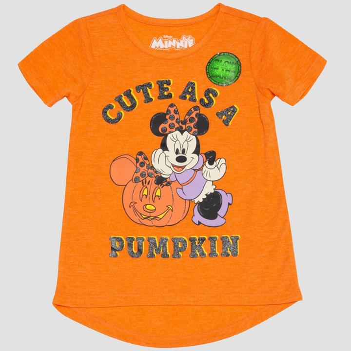 Toddler Girls' Mickey Mouse & Friends Minnie Mouse Short Sleeve T-shirt - Orange
