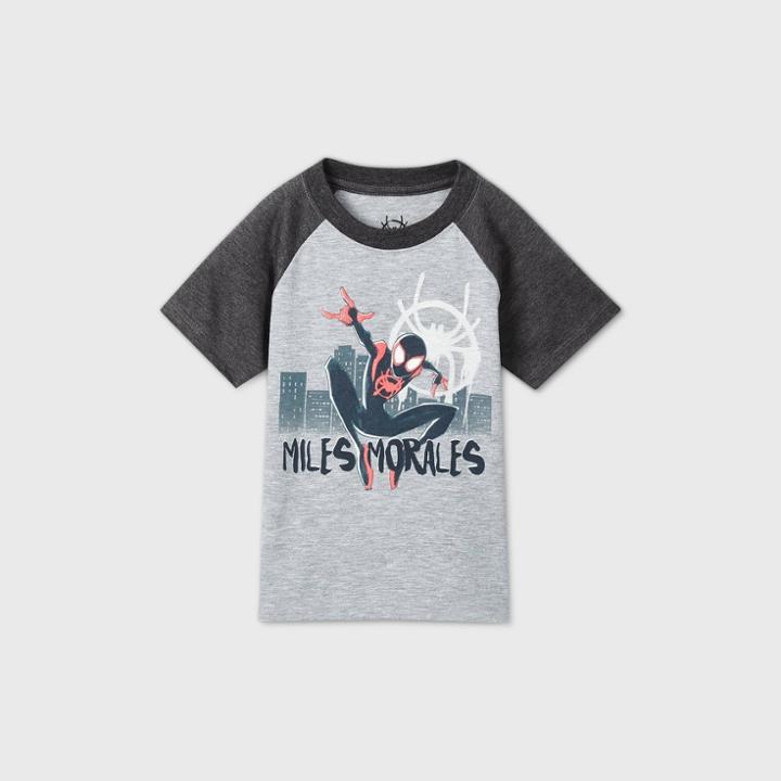Marvel Toddler Boys' Spider-man Short Sleeve Raglan T-shirt - Gray