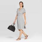 Target Women's Short Sleeve V-neck Twist Knit Maxi Dress - A New Day Gray