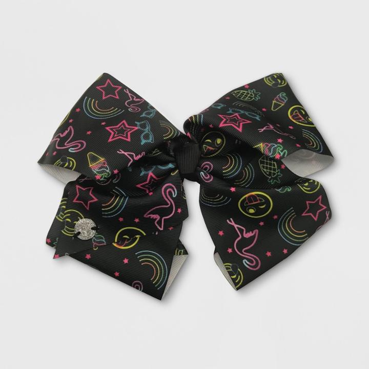 Nickelodeon Girls' Jojo Siwa Neon Emoji Bow Hair Clip,