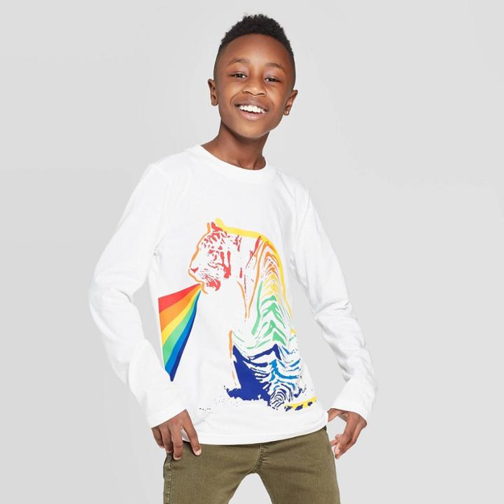 Boys' Tiger Long Sleeve Graphic T-shirt - Cat & Jack White