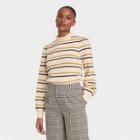 Women's Striped High Neck Pullover Sweater- Who What Wear Cream