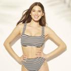 Women's Swimwear Tops Adult Female Bikini Swim Tops - Shade & Shore Stripe Black/white