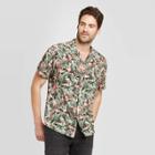 Men's Floral Print Standard Fit Short Sleeve Button-down Camp Shirt - Goodfellow & Co Green S, Men's,