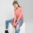 Women's Relaxed Fit Long Sleeve Crewneck T-shirt - Wild Fable Coral Xs, Women's, Red